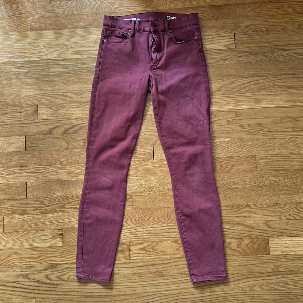 Gap Maroon Mid-Rise Skinny Jeans